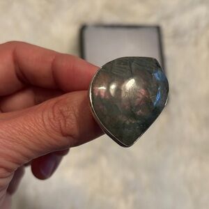 Labradorite Crystal Stone Ring Adjustable NEW NIB